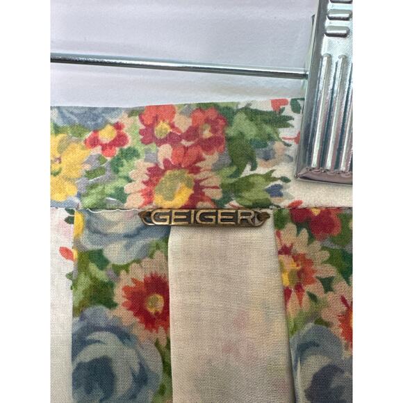 1980s Geiger Austria Floral Cotton Midi Skirt prairie folk retro Size 42 Medium - Picture 8 of 16